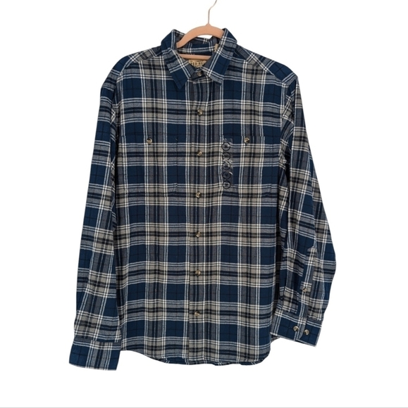 Red Head Plaid Button Down Shirt M western rustic casual long sleeve fall - Picture 1 of 5